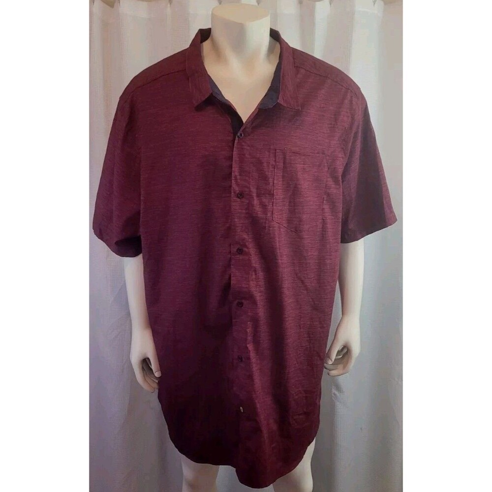 Blue Gear BG Mens 4XL Button Up Shirt Short Sleeve Burgundy Deep Red Big & Tall